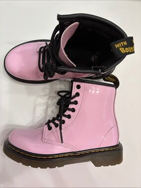 Dr. Martens Pink Patent Lace-Up Kids Boots Size 1